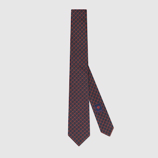GG and rhombus motif silk tie