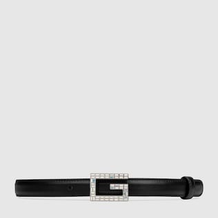Leather belt with Square G buckle
