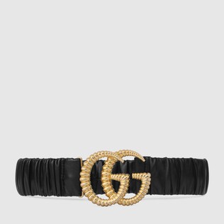Belt with torchon Double G buckle