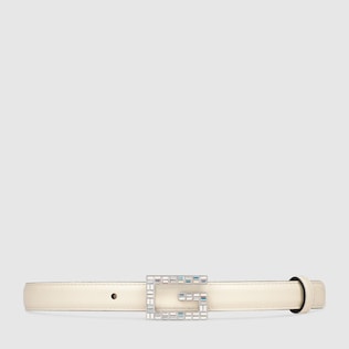 Leather belt with Square G buckle