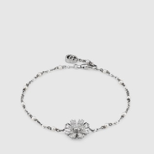 Blumen-Armband mit Diamanten und Perlen