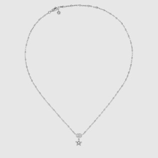 Flower and Double G necklace with diamonds
