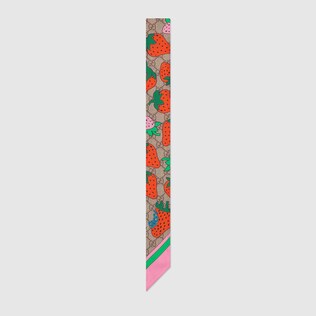 GG neck bow with Gucci Strawberry print