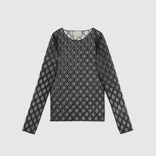 T-shirt en tulle à motif GG brodé