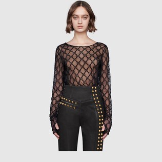 GG embroidered tulle T-shirt