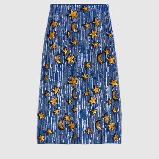 Skirt with star, moon and bead embroidery