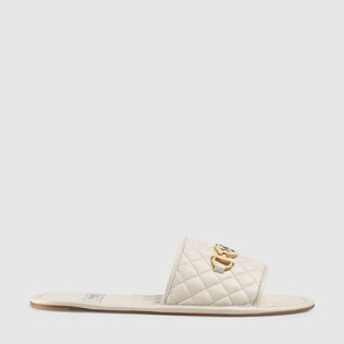 Quilted slide sandal with Interlocking G Horsebit