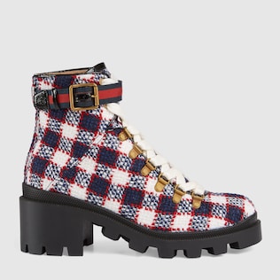 Check tweed ankle boot