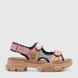 Women's leather and mesh sandal