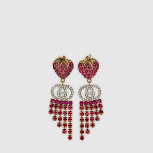 Boucles d'oreilles fraise avec cristaux
