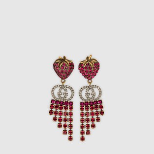 Strawberry earrings with crystals