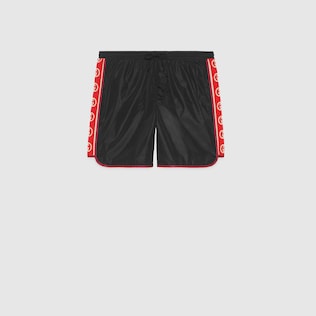 Badeshorts aus Nylon mit Logo-Streifen