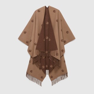 Reversible poncho with Double G pattern