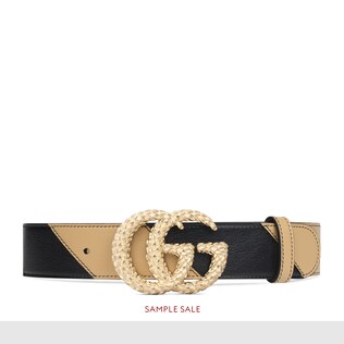 Belt with textured Double G buckle