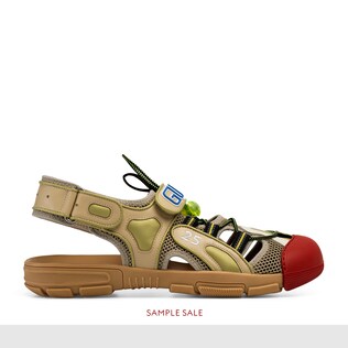 Men's leather and mesh sandal