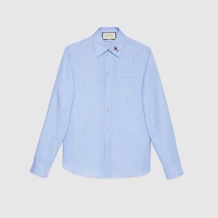 Camicia Oxford con colletto ricamato