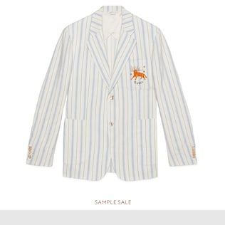 Veste en lin et soie rayée motif félin