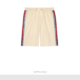 Short en coutil de coton et bande acétate