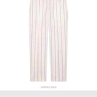 Pantalon en lin et soie à rayures