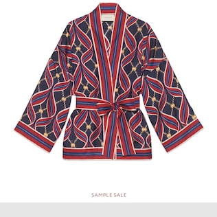Kimono style top with Interlocking G ribbon print