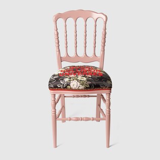 Wood chair with flower jacquard