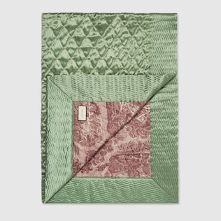 Toile de Jouy linen and satin quilt