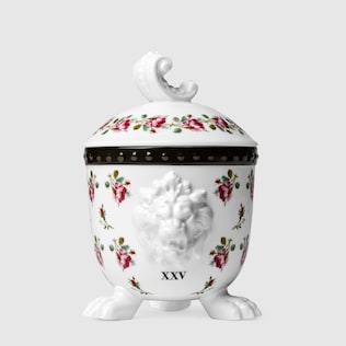 Mehen, rose print lion candle
