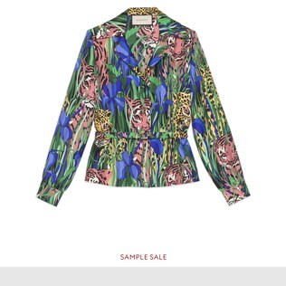 Silk shirt with Feline Garden print