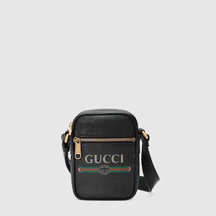 Sac à épaule en cuir à imprimé Gucci