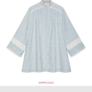 GG embroidered denim dress with lace