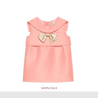 Vestido de bebé de seda de algodón con lazo