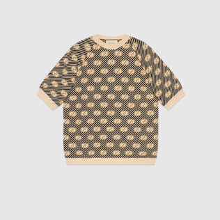 GG stripe wool jacquard top