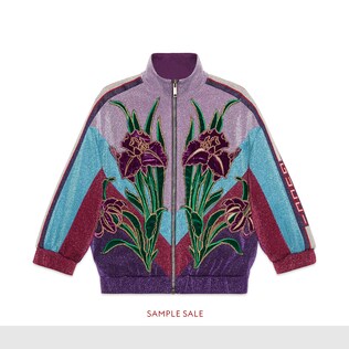Children's zip-up sweatshirt with iris appliqué