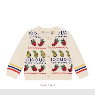Cardigan bébé maille Gucci, ananas et fraise