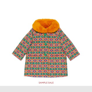 Baby GG jacquard coat with faux fur