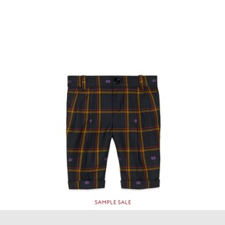 Pantalone in lana a quadri con motivo GG