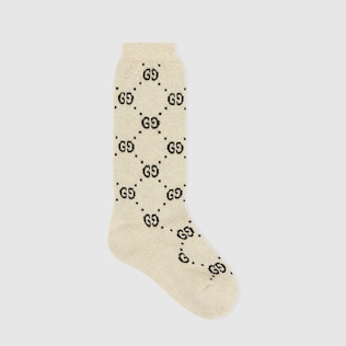 Chaussettes pour enfant en coton avec motif GG en lamé