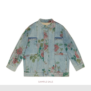 Kinderjacke aus Denim mit Blumen-Print