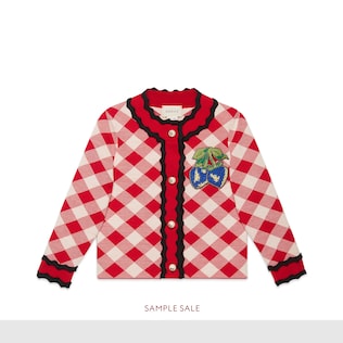 Children's cardigan with strawberry patch