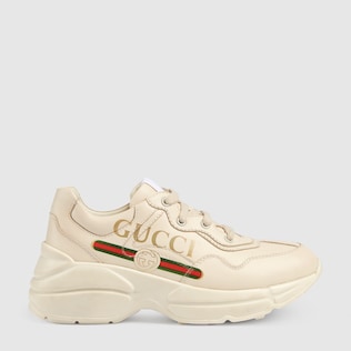 儿童 Rhyton 系列 Gucci 标识皮革运动鞋