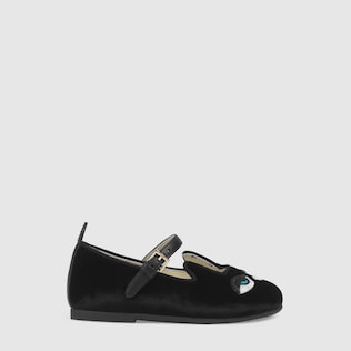 Ballerines tout-petit velours et chat