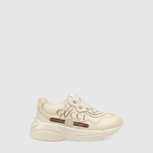 Baskets tout-petit cuir Rhyton et logo Gucci