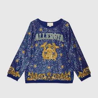 Maglione in lana ricamato con paillette