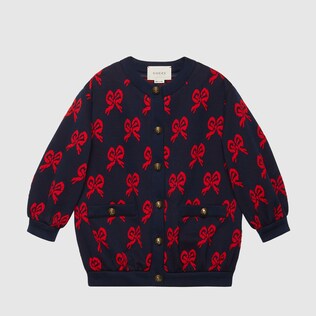 Children's bow jersey bomber jacket