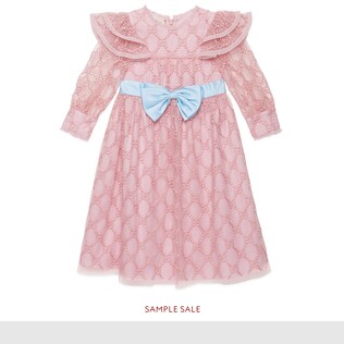 Children's GG embroidered tulle dress