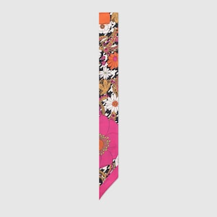 Silk neck bow with retro flowers and houndstooth