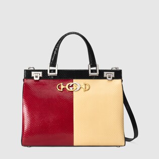 Gucci Zumi snakeskin medium top handle bag