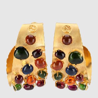 Hoop earrings with cabochon stones