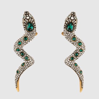 Snake earrings with crystals
