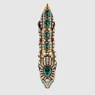 Snake finger ring with crystals
